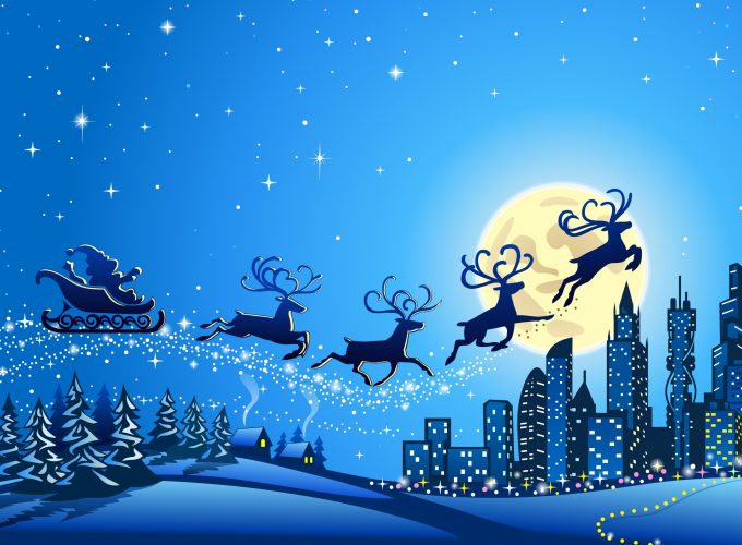 Wallpaper Christmas, New Year, Santa, deer, moon, night, winter, 5k, Holidays 62947301
